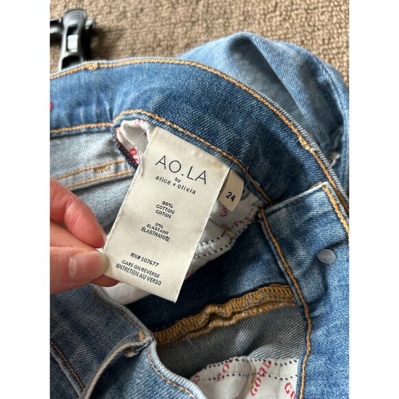 AO.LA by Alice + Olivia Good High Rise Ankle Skinny Jean in True Lies W24 - Picture 8 of 9